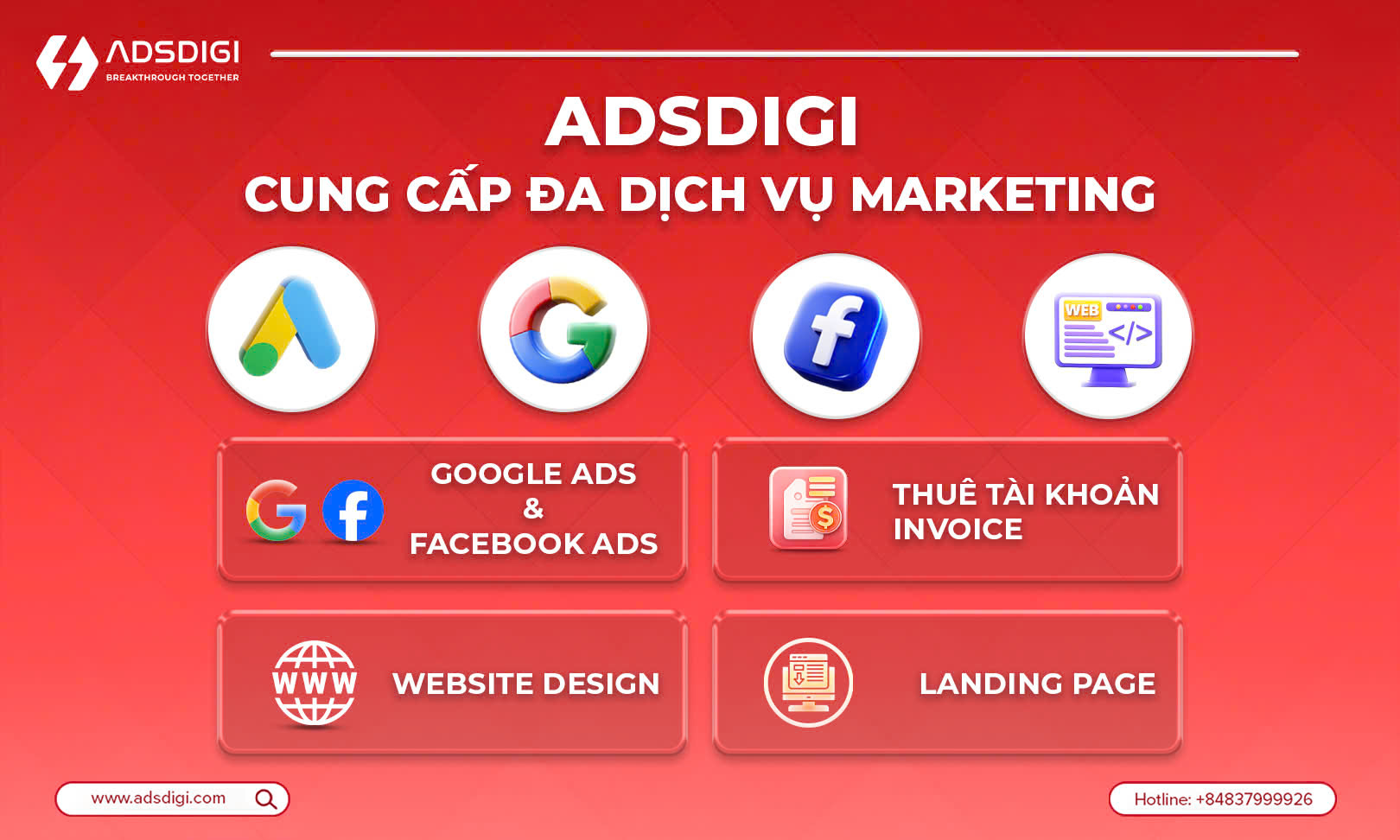 ADSDIGI cung cấp đa dịch vụ Marketing online