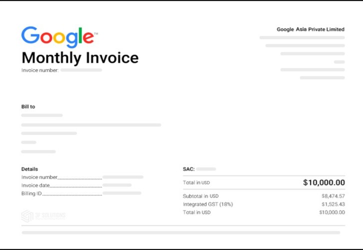 Tài khoản Invoice Google Ads.