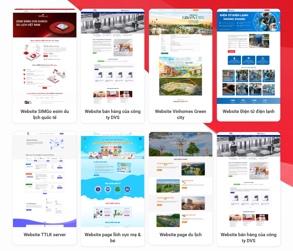 Cấc mẫu website được ADSDIGI thực hiện trong suốt thời gian qua 
