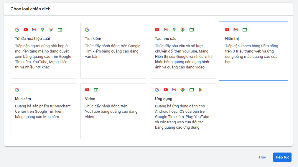 7 loại chiến dịch Google Ads mới nhất 2026