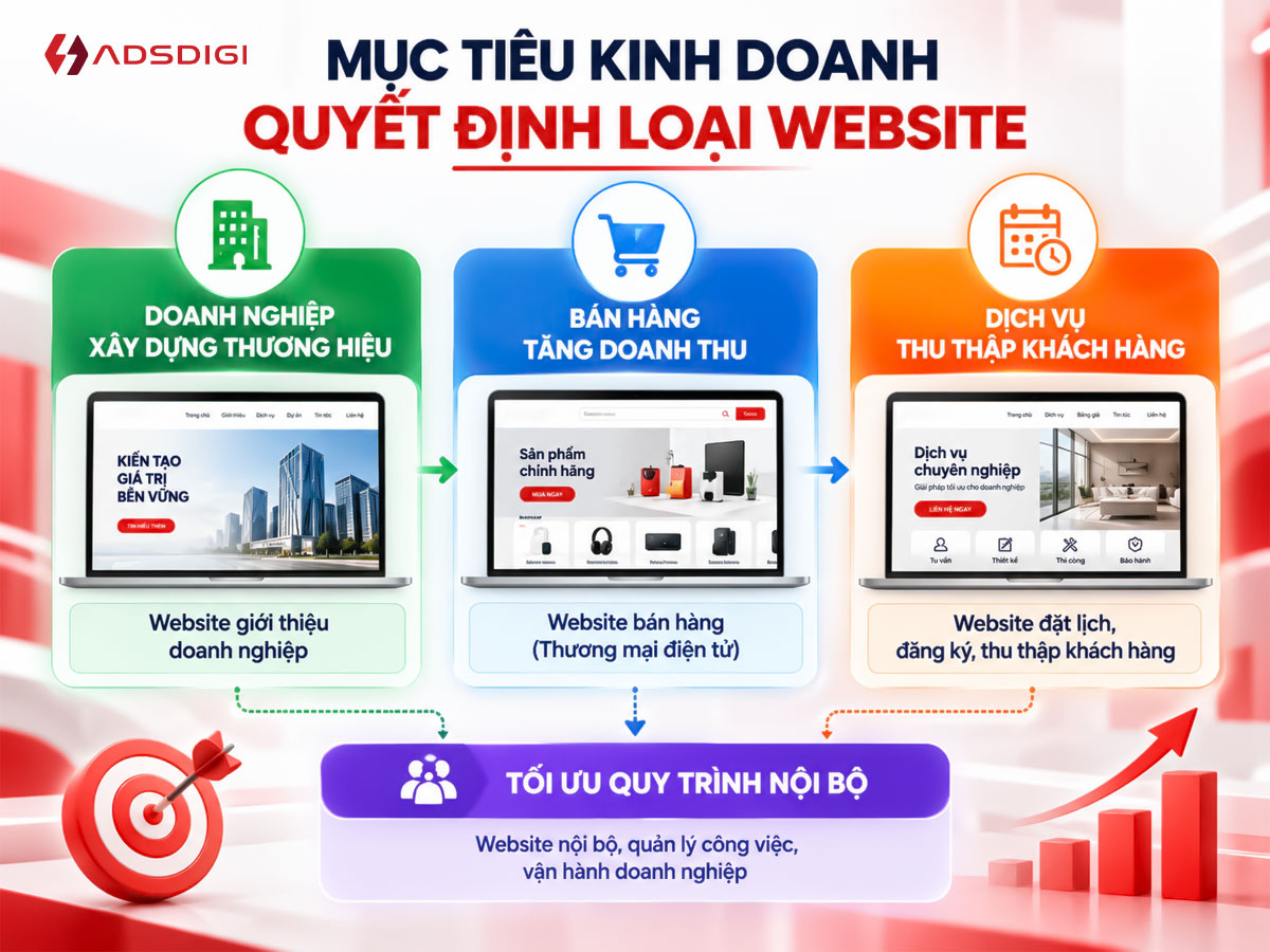 Mục tiêu kinh doanh quyết định loại website và chi phí thiết kế website giá bao nhiêu