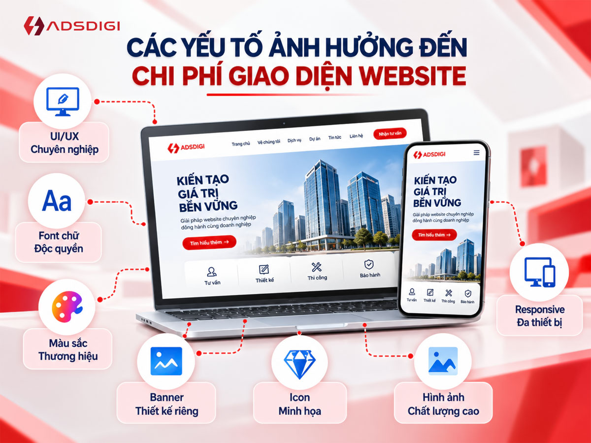Các yếu tố ảnh hưởng đến chi phí giao diện khi hỏi thiết kế website giá bao nhiêu