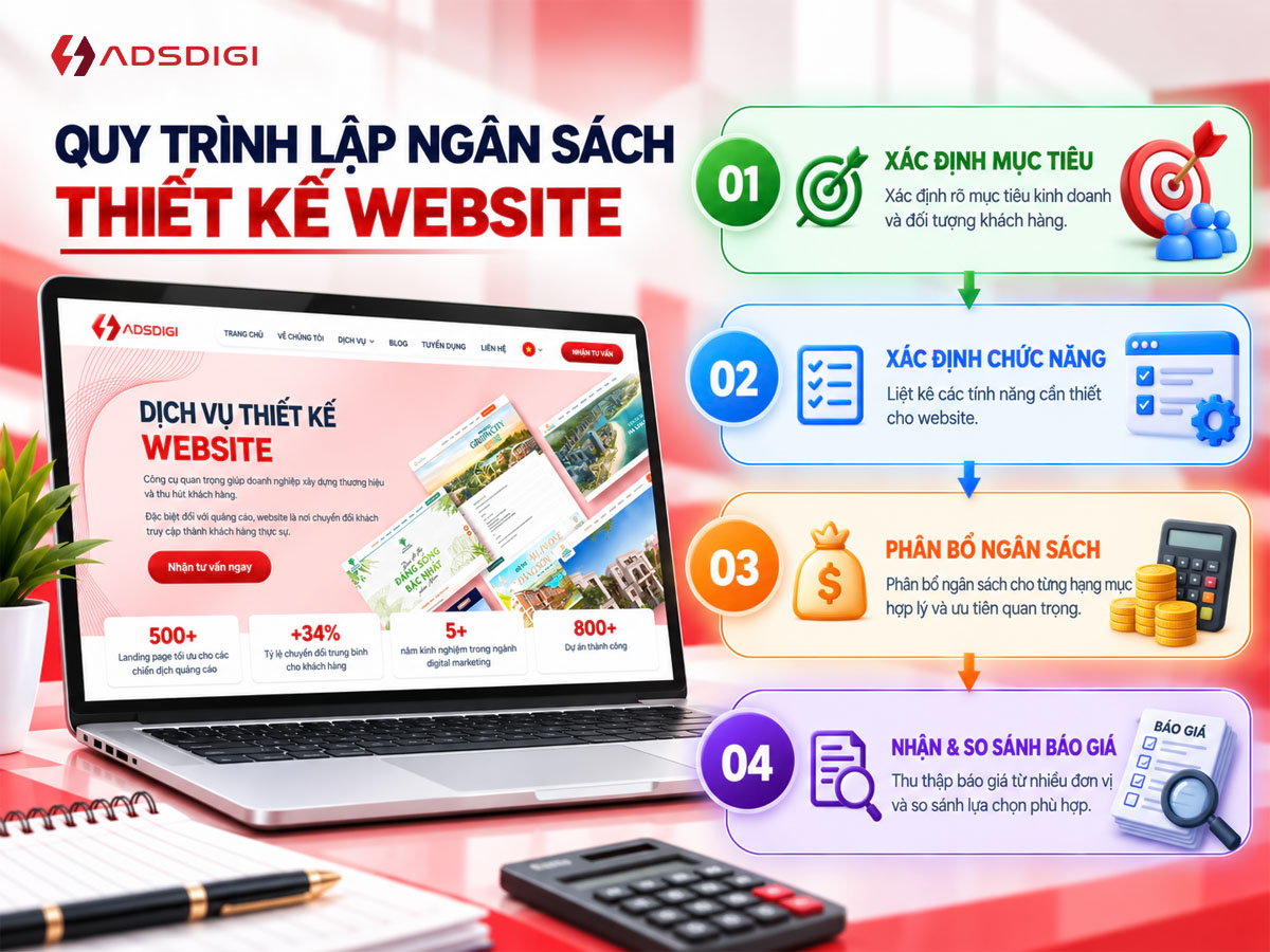 Quy trình lập ngân sách giúp xác định thiết kế website giá bao nhiêu